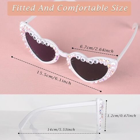 Bride Sunglasses For Bachelorette Party，Bachelorette Sunglasses，White Bride Heart Sunglasses For Women，Bride To Be Sunglasses For Wedding Gift in Saudi Arabia