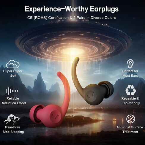 Star-Man Soft Ear Plugs for Noise Reduction, Reusable Earplugs in Flexible Silicone for Sleep, Noise Sensitivity(2 Pairs Meteorite Black) in Saudi Arabia