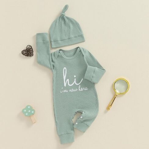 MERSARIPHY Newborn Baby Boy Girl Clothes Hi I'm New Here Coming Home From Hospital Outfits Gender Neutral One Piece Romper in Saudi Arabia