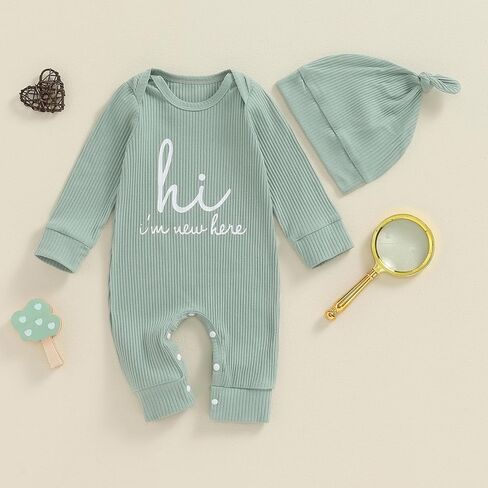 MERSARIPHY Newborn Baby Boy Girl Clothes Hi I'm New Here Coming Home From Hospital Outfits Gender Neutral One Piece Romper in Saudi Arabia