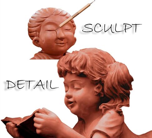 VViViD Sculpt Double Ended 5-Piece Metal Ball Stylus & Wooden Handle Pottery & Clay Sculpting Hand Tool Kit in Saudi Arabia