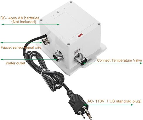 Automatic Sensor Control Box Dual Powered for Bathroom Sink Faucet Touchless Temperature Commercial Deck Mount Solid Brass Motion Activated Bath Tub Lavatory Basin Vanity Fauce Mixer Tap Touch-Free in Saudi Arabia