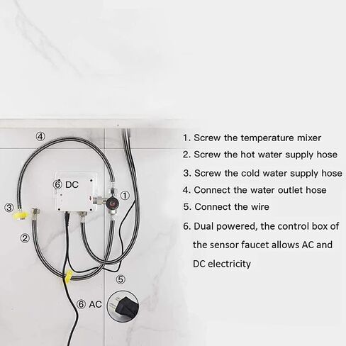 Automatic Sensor Control Box Dual Powered for Bathroom Sink Faucet Touchless Temperature Commercial Deck Mount Solid Brass Motion Activated Bath Tub Lavatory Basin Vanity Fauce Mixer Tap Touch-Free in Saudi Arabia