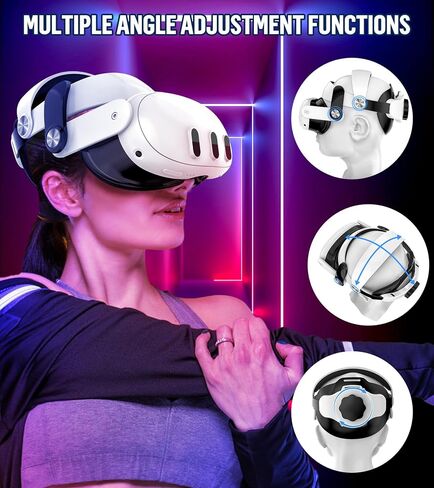 حزام الرأس متوافق مع ملحقات Meta/Oculus Quest 3 VR، تعزيز الراحة والاستقرار وتقليل إجهاد الوجه، حزام الرأس المعزز، استبدال حزام النخبة القابل للتعديل لسماعات Quest 3 in Saudi Arabia