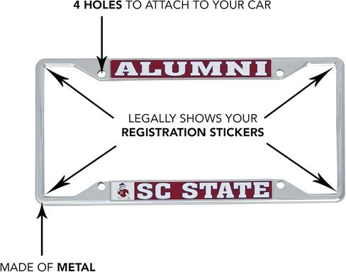 إطار لوحة ترخيص معدني من Desert Cactus South Carolina State University SCSU Bulldogs للجزء الأمامي أو الخلفي من السيارة مرخص رسميًا (الخريجين) in Saudi Arabia