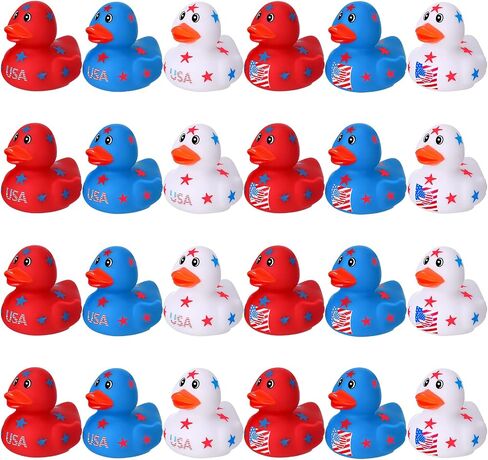 36 Patriotic Rubber Ducks Independence Day Rubber Ducks Bulk Mini 4th of July Rubber Duckies Toys with Star USA Flag Float Bathtub Toys for Presidents' Day, Memorial Day, Veteran's Day in Saudi Arabia