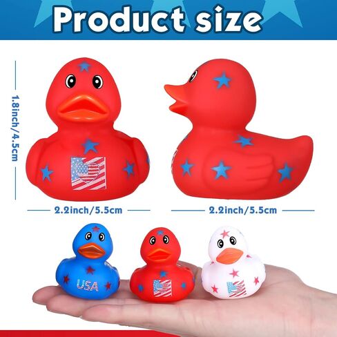 36 Patriotic Rubber Ducks Independence Day Rubber Ducks Bulk Mini 4th of July Rubber Duckies Toys with Star USA Flag Float Bathtub Toys for Presidents' Day, Memorial Day, Veteran's Day in Saudi Arabia