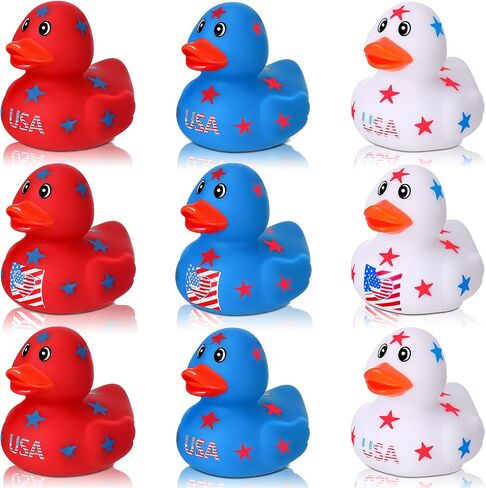 36 Patriotic Rubber Ducks Independence Day Rubber Ducks Bulk Mini 4th of July Rubber Duckies Toys with Star USA Flag Float Bathtub Toys for Presidents' Day, Memorial Day, Veteran's Day in Saudi Arabia