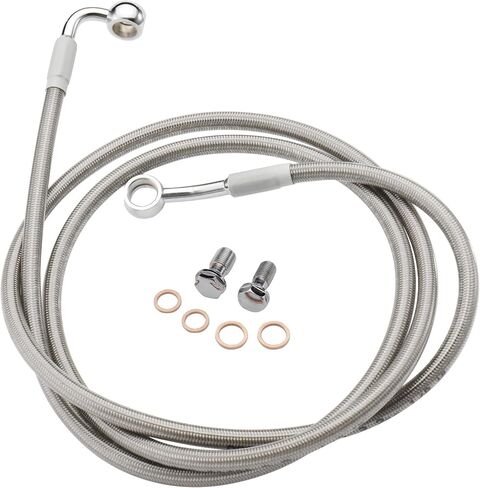 MoKitDora Stainless Steel Braided Front Brake Lines Oil Hose for 16" Handlebars Compatible with Harley 1997-2013 Touring Road King Road Glide Street Glide Electra Glide No ABS, Black in Saudi Arabia