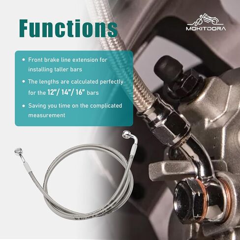 MoKitDora Stainless Steel Braided Front Brake Lines Oil Hose for 16" Handlebars Compatible with Harley 1997-2013 Touring Road King Road Glide Street Glide Electra Glide No ABS, Black in Saudi Arabia