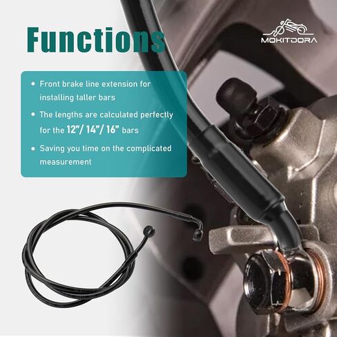MoKitDora Stainless Steel Braided Front Brake Lines Oil Hose for 16" Handlebars Compatible with Harley 1997-2013 Touring Road King Road Glide Street Glide Electra Glide No ABS, Black in Saudi Arabia