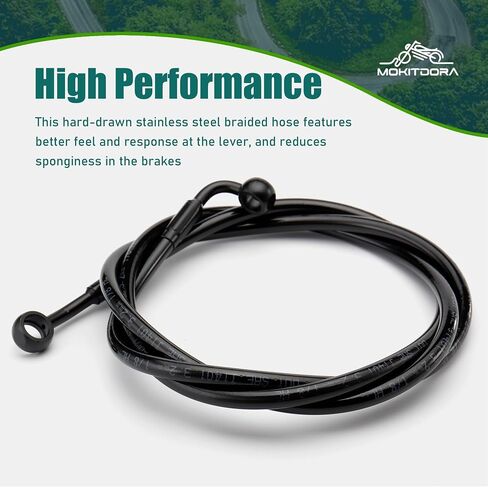 MoKitDora Stainless Steel Braided Front Brake Lines Oil Hose for 16" Handlebars Compatible with Harley 1997-2013 Touring Road King Road Glide Street Glide Electra Glide No ABS, Black in Saudi Arabia