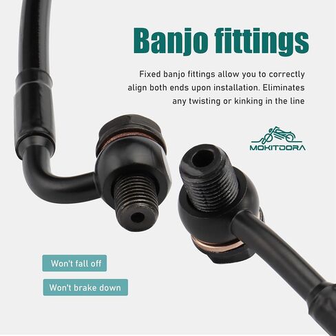 MoKitDora Stainless Steel Braided Front Brake Lines Oil Hose for 16" Handlebars Compatible with Harley 1997-2013 Touring Road King Road Glide Street Glide Electra Glide No ABS, Black in Saudi Arabia