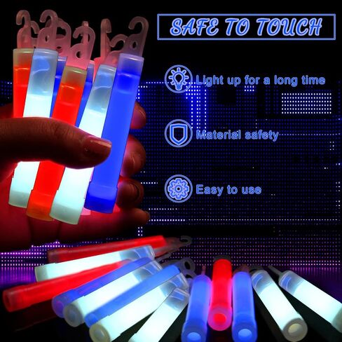 120 Pcs 4'' 4th of July Glow Sticks Bulk Red White and Blue Glow Sticks Independence Day Glow Sticks Bulk for Patriotic Events Parades Festivals Raves Birthday Wedding Party Supplies in Saudi Arabia