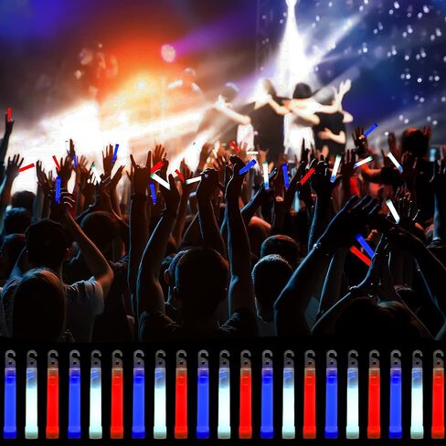 120 Pcs 4'' 4th of July Glow Sticks Bulk Red White and Blue Glow Sticks Independence Day Glow Sticks Bulk for Patriotic Events Parades Festivals Raves Birthday Wedding Party Supplies in Saudi Arabia