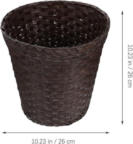 SOLUSTRE Imitation Straw Trash Can Plastic Storage Tubs Plastic Garbage Can with Lid Stainless Steel Containers Wicker Basket 4 Gallon Trash Can Wicker Garbage Basket Storage Supplies Paper in Saudi Arabia