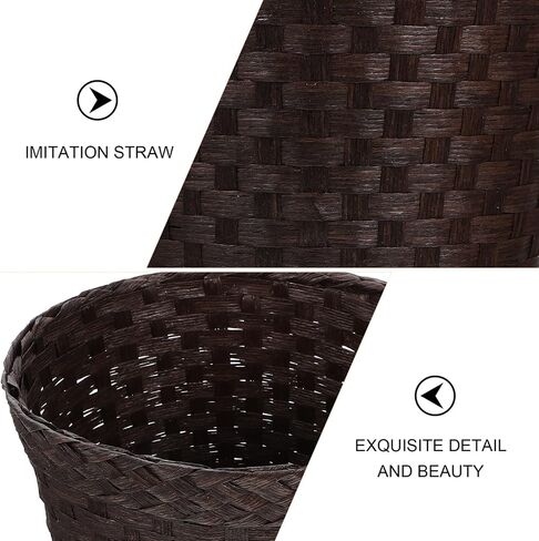 SOLUSTRE Imitation Straw Trash Can Plastic Storage Tubs Plastic Garbage Can with Lid Stainless Steel Containers Wicker Basket 4 Gallon Trash Can Wicker Garbage Basket Storage Supplies Paper in Saudi Arabia