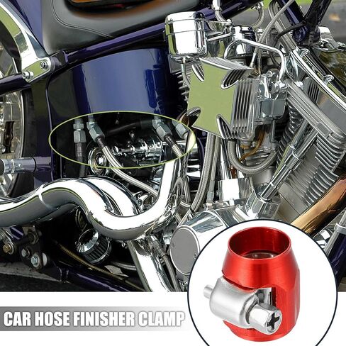 X AUTOHAUX 5 Pcs AN4 Hex Car Hose Finisher Flexible Pipe Clamp with Screw Red in Saudi Arabia