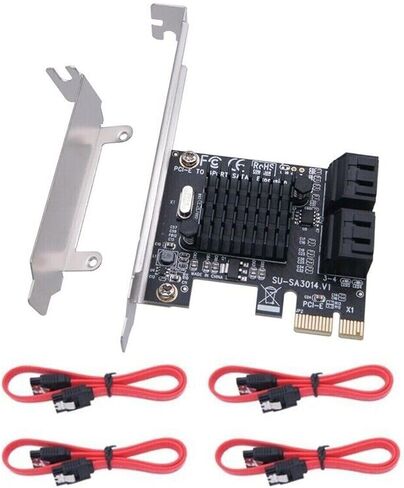 بطاقة توسيع PCI Express X1 SATA، وحدة تحكم SATA RAID PCI-E ذات 4 منافذ بسرعة 6 جيجابت في الثانية، تتضمن 4 كابلات SATA in Kuwait