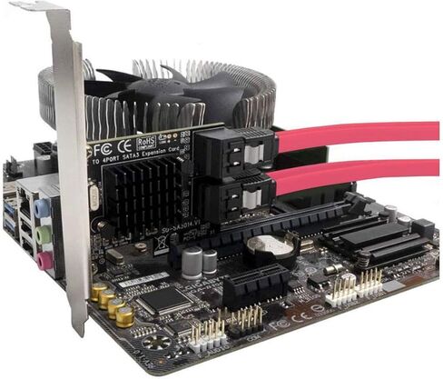 بطاقة توسيع PCI Express X1 SATA، وحدة تحكم SATA RAID PCI-E ذات 4 منافذ بسرعة 6 جيجابت في الثانية، تتضمن 4 كابلات SATA in Kuwait