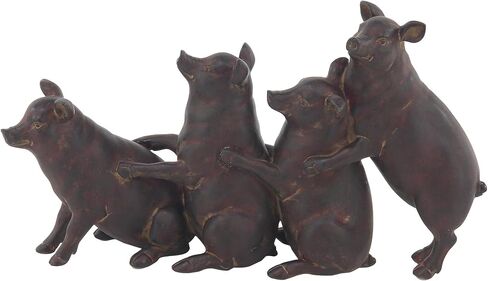 Deco 79 Polystone Pig Decorative Sculpture Home Decor Statue, Accent Figurine 13" x 4" x 7", Dark Brown in Saudi Arabia