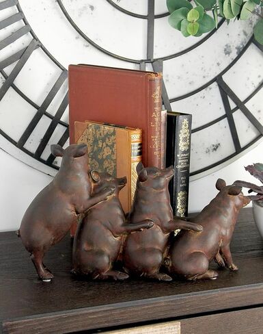 Deco 79 Polystone Pig Decorative Sculpture Home Decor Statue, Accent Figurine 13" x 4" x 7", Dark Brown in Saudi Arabia
