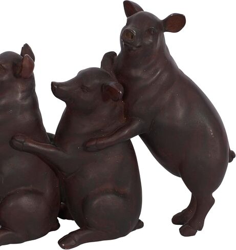 Deco 79 Polystone Pig Decorative Sculpture Home Decor Statue, Accent Figurine 13" x 4" x 7", Dark Brown in Saudi Arabia