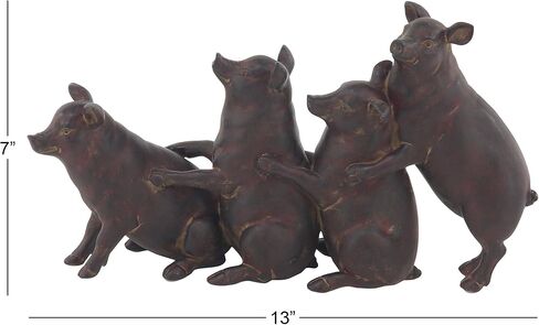 Deco 79 Polystone Pig Decorative Sculpture Home Decor Statue, Accent Figurine 13" x 4" x 7", Dark Brown in Saudi Arabia
