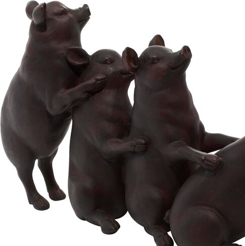 Deco 79 Polystone Pig Decorative Sculpture Home Decor Statue, Accent Figurine 13" x 4" x 7", Dark Brown in Saudi Arabia