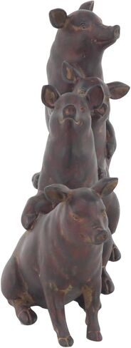 Deco 79 Polystone Pig Decorative Sculpture Home Decor Statue, Accent Figurine 13" x 4" x 7", Dark Brown in Saudi Arabia