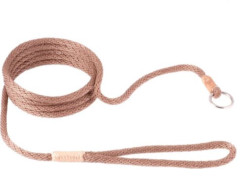 Alvalley Nylon Slip Leashes with Braided Leather - Adjustable Pet Lead for Dogs - Soft, Smooth Leash for Training & Walking - Durable, Strong Rope (Beige, 4ft Long, 6mm Thick) in Saudi Arabia