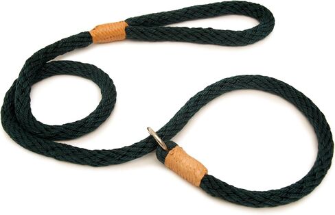 Alvalley Nylon Slip Leashes with Braided Leather - Adjustable Pet Lead for Dogs - Soft, Smooth Leash for Training & Walking - Durable, Strong Rope (Beige, 4ft Long, 6mm Thick) in Saudi Arabia