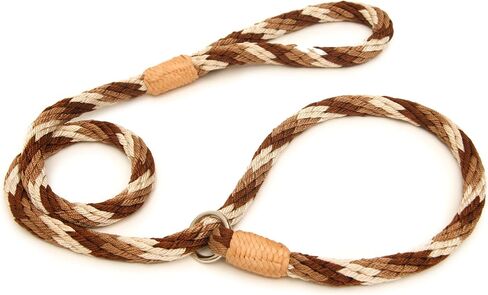 Alvalley Nylon Slip Leashes with Braided Leather - Adjustable Pet Lead for Dogs - Soft, Smooth Leash for Training & Walking - Durable, Strong Rope (Beige, 4ft Long, 6mm Thick) in Saudi Arabia
