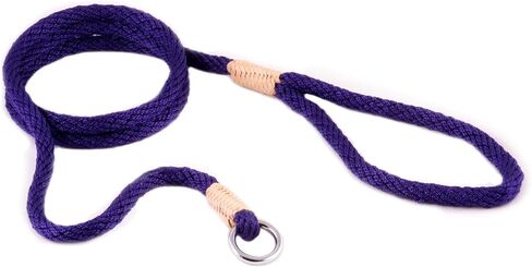 Alvalley Nylon Slip Leashes with Braided Leather - Adjustable Pet Lead for Dogs - Soft, Smooth Leash for Training & Walking - Durable, Strong Rope (Beige, 4ft Long, 6mm Thick) in Saudi Arabia