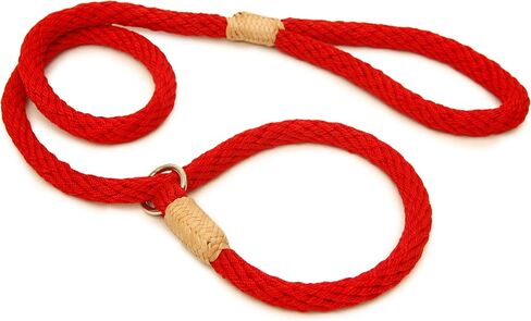 Alvalley Nylon Slip Leashes with Braided Leather - Adjustable Pet Lead for Dogs - Soft, Smooth Leash for Training & Walking - Durable, Strong Rope (Beige, 4ft Long, 6mm Thick) in Saudi Arabia