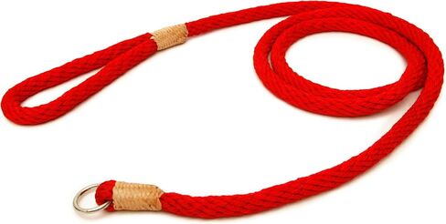 Alvalley Nylon Slip Leashes with Braided Leather - Adjustable Pet Lead for Dogs - Soft, Smooth Leash for Training & Walking - Durable, Strong Rope (Beige, 4ft Long, 6mm Thick) in Saudi Arabia