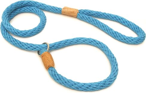 Alvalley Nylon Slip Leashes with Braided Leather - Adjustable Pet Lead for Dogs - Soft, Smooth Leash for Training & Walking - Durable, Strong Rope (Beige, 4ft Long, 6mm Thick) in Saudi Arabia