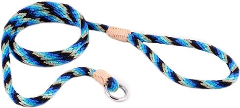 Alvalley Nylon Slip Leashes with Braided Leather - Adjustable Pet Lead for Dogs - Soft, Smooth Leash for Training & Walking - Durable, Strong Rope (Beige, 4ft Long, 6mm Thick) in Saudi Arabia