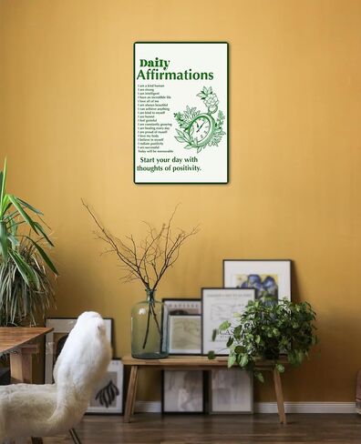 CUUCTGDA Inspirational Metal Poster Green Boho Room Aesthetic Decoration Daily Gratitude Tin Signs Home Garden Office Bedroom Kitchen Cafes Bar Wall Decor 8x12 Inch in Saudi Arabia