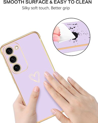 BENTOBEN for Samsung Galaxy S23 Case, Cute Heart Pattern Slim S23 Case, Soft Flexible Shockproof TPU Bumper Women Girl Non-Slip Lightweight Phone Cover Charging Case for Samsung S23 6.1" 2023, Black in Saudi Arabia