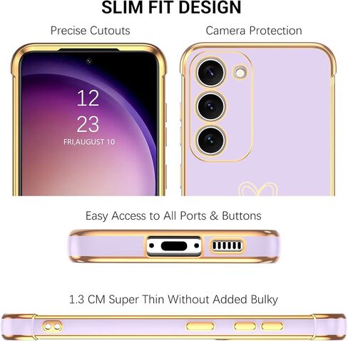 BENTOBEN for Samsung Galaxy S23 Case, Cute Heart Pattern Slim S23 Case, Soft Flexible Shockproof TPU Bumper Women Girl Non-Slip Lightweight Phone Cover Charging Case for Samsung S23 6.1" 2023, Black in Saudi Arabia