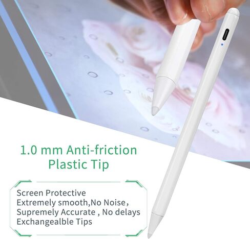 قلم iPad Stylus 2023 لجهاز Apple iPad الجيل الثاني متوافق مع iPad Pro 12.9 بوصة/11 بوصة، iPad 10/9/8 Gen، iPad Air 5th/4th Gen، iPad Mini 6، قلم iPad مقاوم لراحة اليد للرسم والكتابة، أبيض in Kuwait