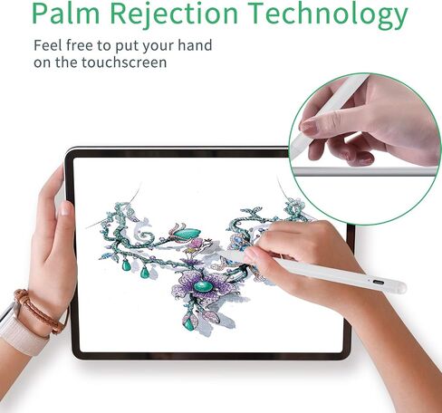 قلم iPad Stylus 2023 لجهاز Apple iPad الجيل الثاني متوافق مع iPad Pro 12.9 بوصة/11 بوصة، iPad 10/9/8 Gen، iPad Air 5th/4th Gen، iPad Mini 6، قلم iPad مقاوم لراحة اليد للرسم والكتابة، أبيض in Kuwait