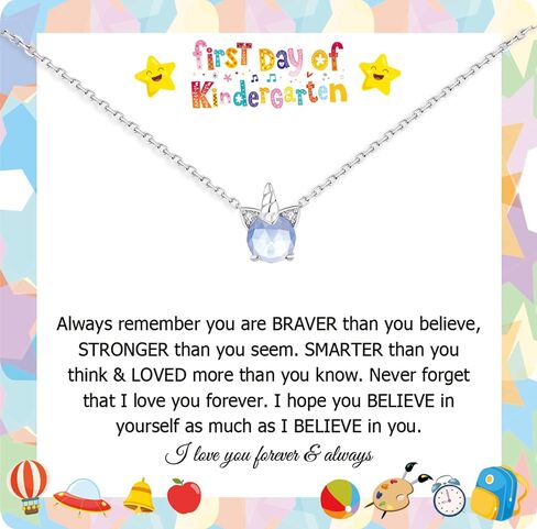 First Day of Kindergarten Preschool Unicorn Gifts for Girls, Back To School Gift Unicorn Necklaces CZ Pendant for Daughter Girls Back-to-School Party Jewelry in Saudi Arabia
