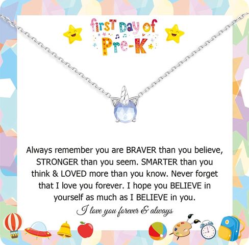 First Day of Kindergarten Preschool Unicorn Gifts for Girls, Back To School Gift Unicorn Necklaces CZ Pendant for Daughter Girls Back-to-School Party Jewelry in Saudi Arabia
