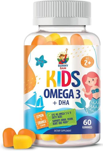 Omega 3 Gummies for Kids & Adults - 60 Chewables - No Fish Oil Vegan Omega 3 6 9 DHA Gummy Supplement - Brain, Heart, and Vision Support Vitamins in Saudi Arabia