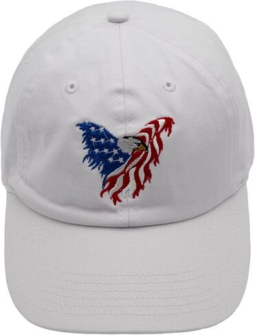 قبعة بيسبول وطنية قابلة للتعديل بتصميم النسر الأمريكي - مقاس واحد يناسب الجميع (أبيض حجري) in Kuwait