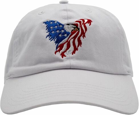 قبعة بيسبول وطنية قابلة للتعديل بتصميم النسر الأمريكي - مقاس واحد يناسب الجميع (أبيض حجري) in Kuwait