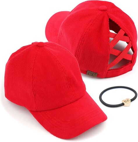 C.C Exclusives Corduroy Criss-Cross Ponytail Hat Baseball Cap (BT-937) in Saudi Arabia