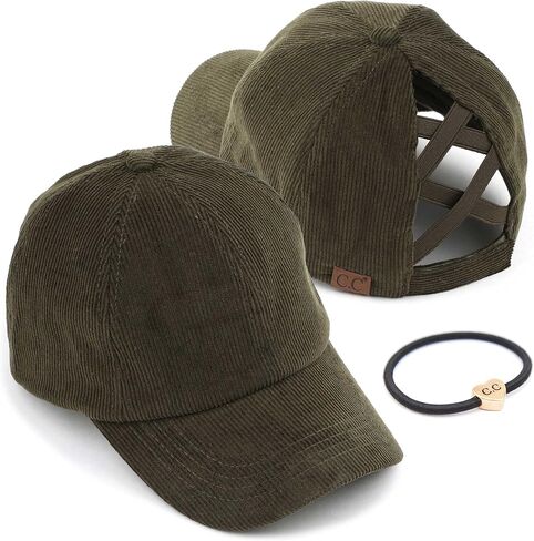 C.C Exclusives Corduroy Criss-Cross Ponytail Hat Baseball Cap (BT-937) in Saudi Arabia